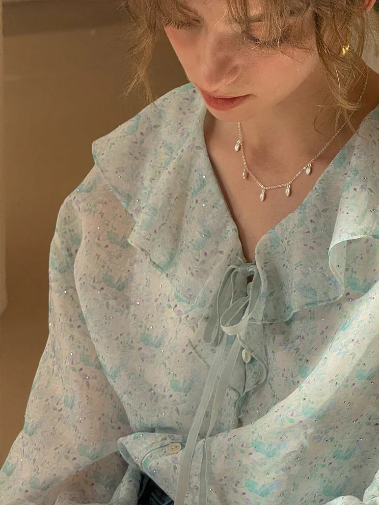 Ethereal Watercolor Sheer Blouse