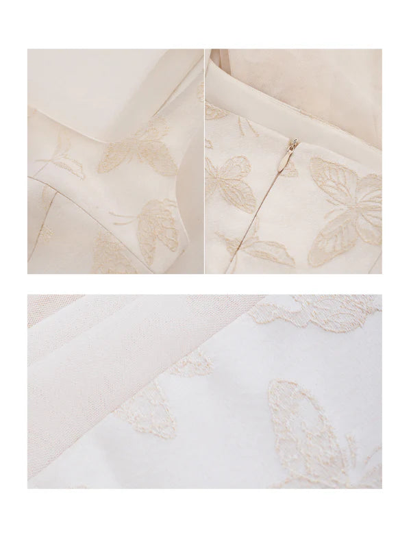 Ethereal Butterfly Embroidered Jacquard Dress