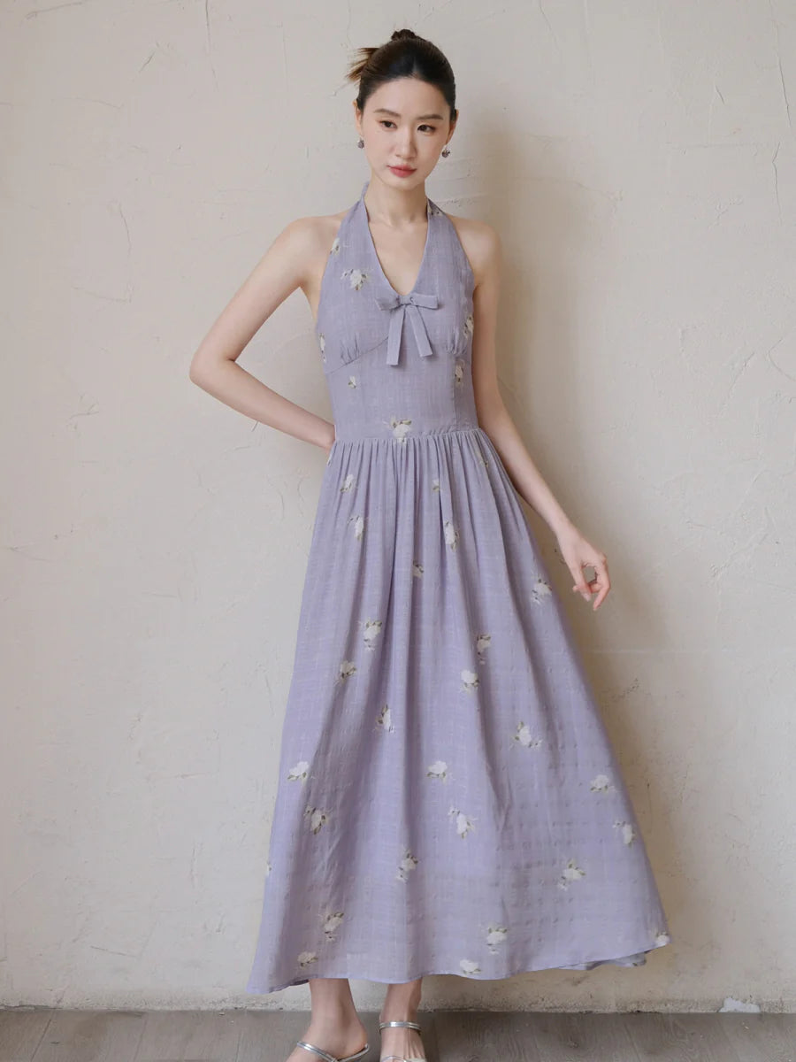 Lavender Bow Halter Dress