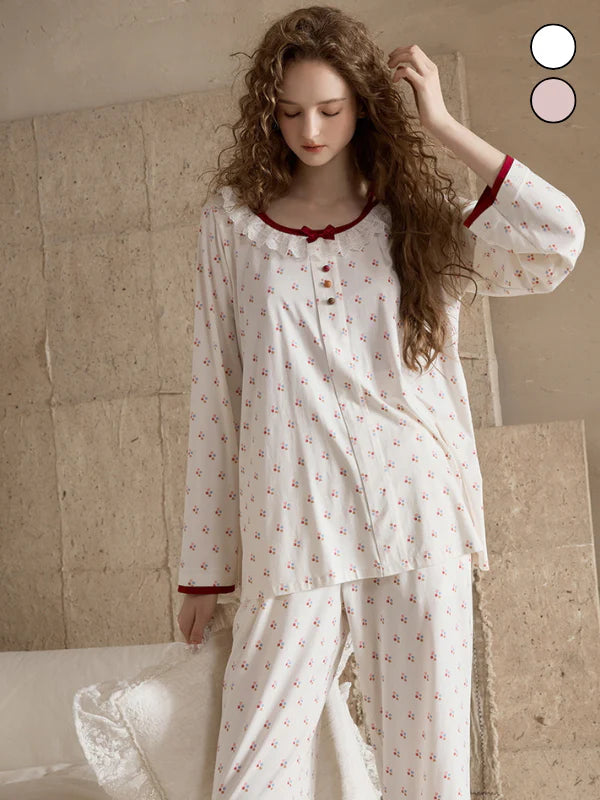 Cherry Blossom Ruffle Pajama Set