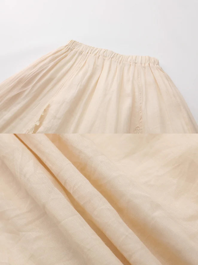 Forest Whisper Embroidered Ramie Skirt