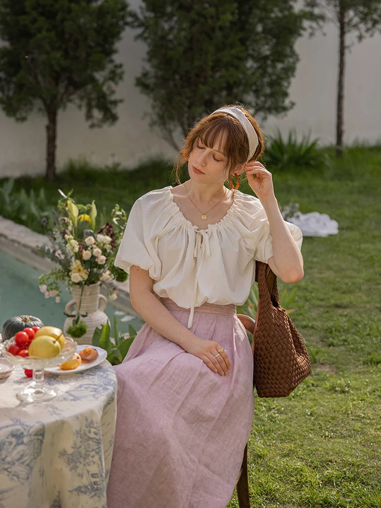 Olivia's White Puff-Sleeve Summer Blouse