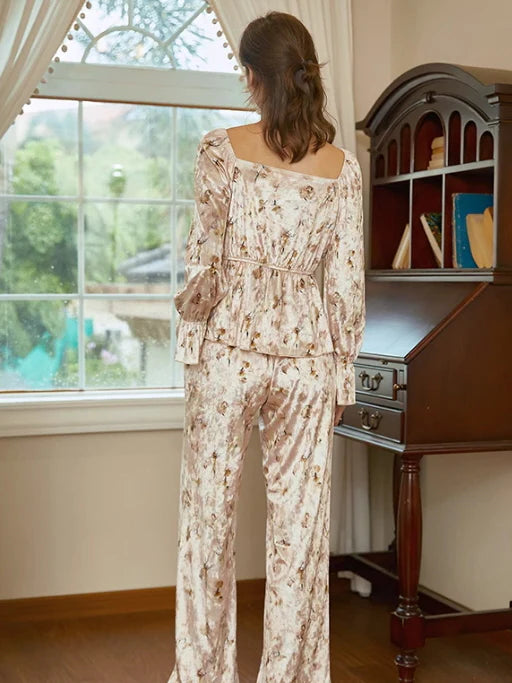 Dreamy Floral Velvet Loungewear Set