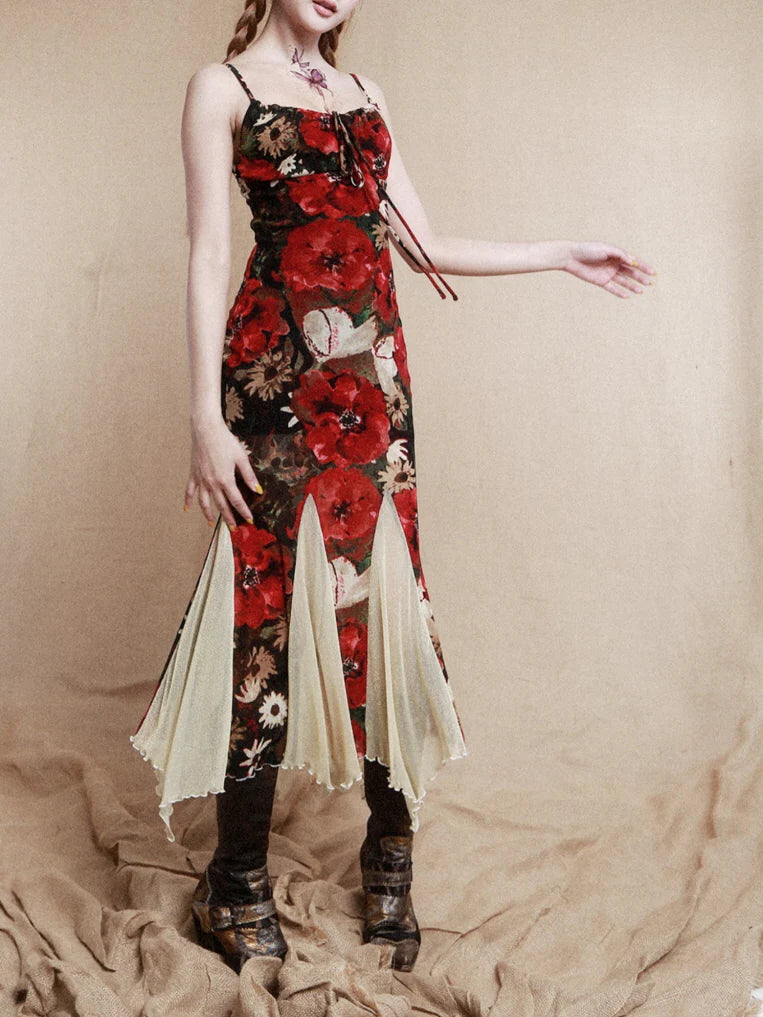 Golden Bloom Mermaid Slip Dress