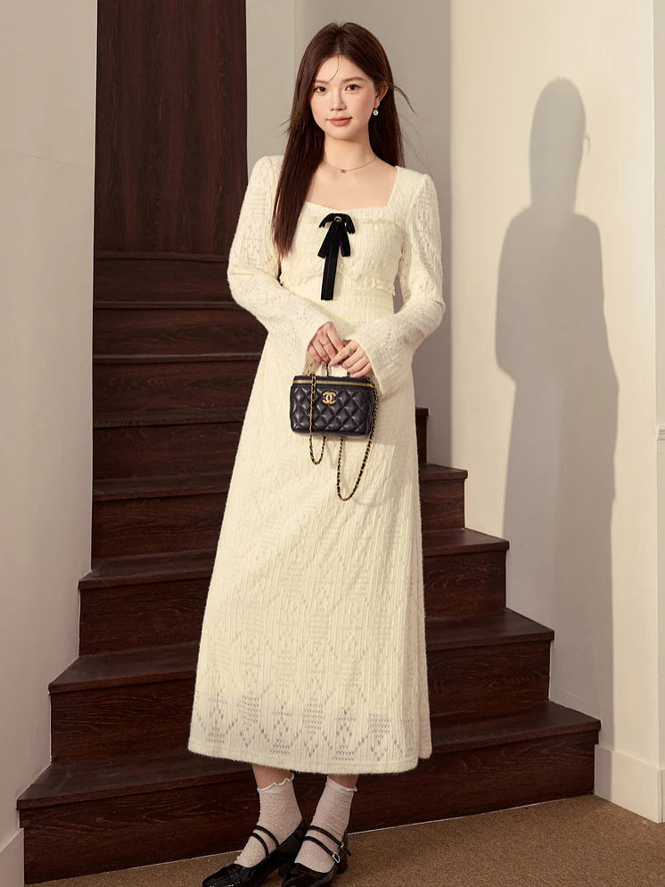 Velvet Ribbon Vintage Lace Knit Dress