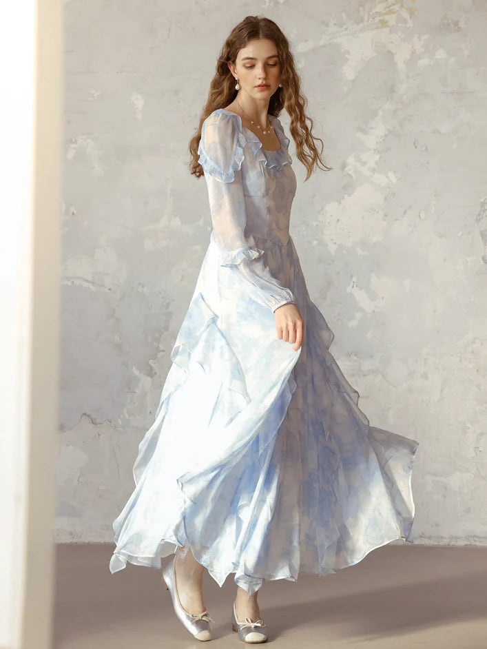 Whimsical Light Blue Ruffled Fairytale Dress