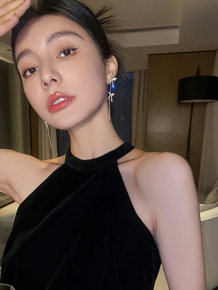 Double Butterflies Gold Earrings