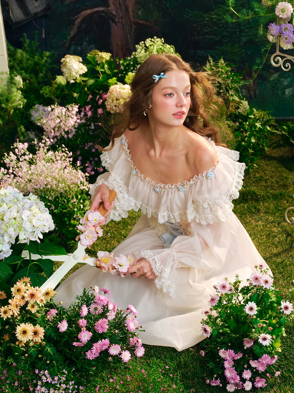 Blue Blossom Corset Fairy Maxi Dress