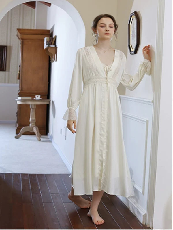 Snowy Lace Elegance Nightgown