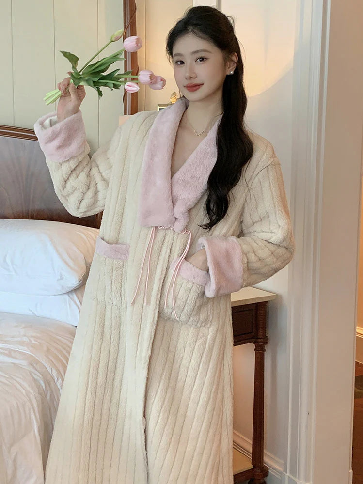 Plush Velvet Winter Shawl Robe