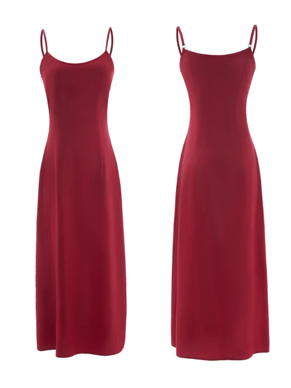Ruby Elegance Lace-Up Maxi Dress