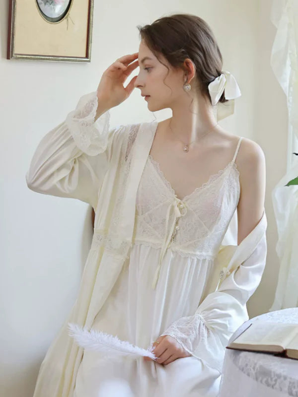 Snowy Lace Elegance Nightgown