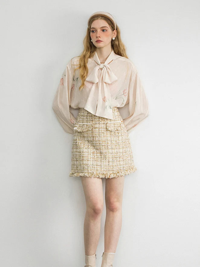 Romantic Tulip Bow-Tie Blouse