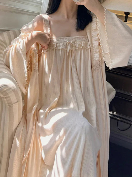 Vintage Lace Cotton Romantic Nightgown Set