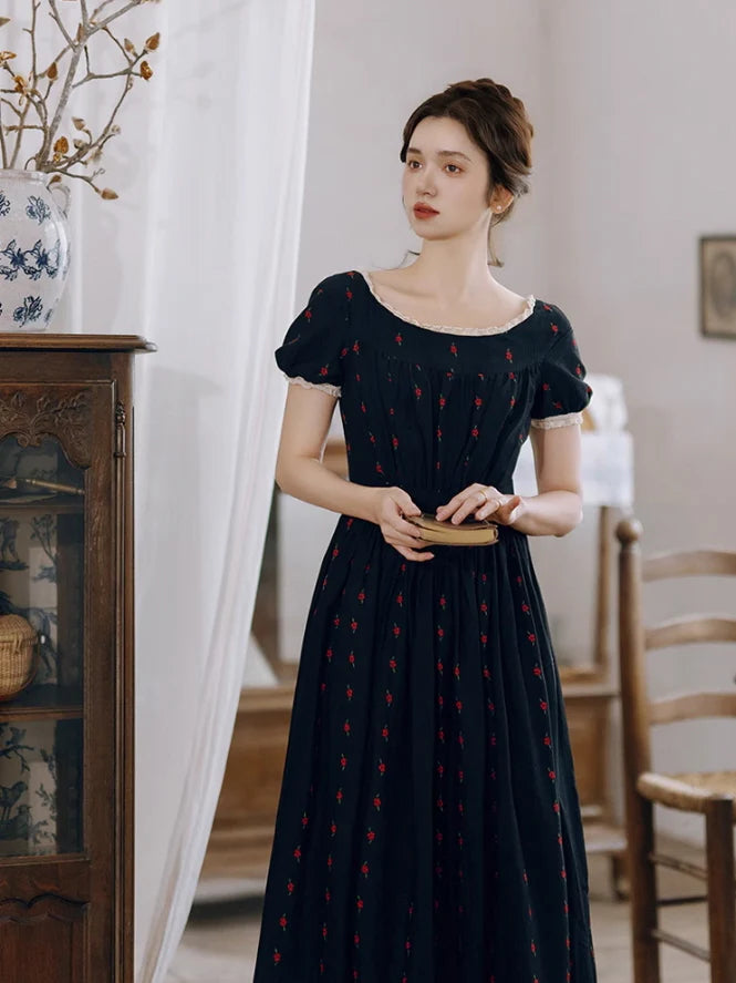 Midnight Rose Cotton Dress