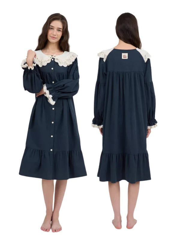 Midnight Lace Collar Nightgown