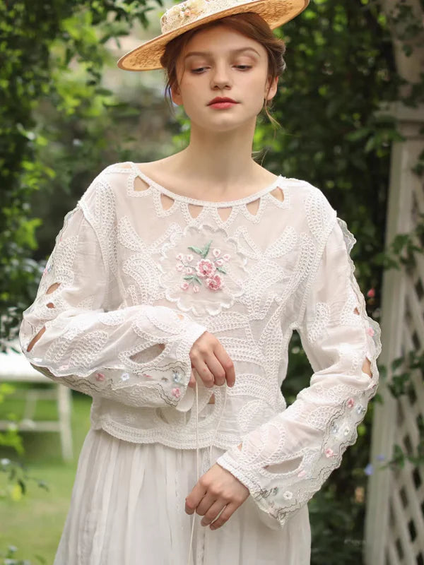 Whispering Bloom Embroidered Blouse