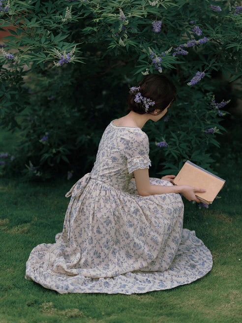 Blue Garden Vintage Lace Dress