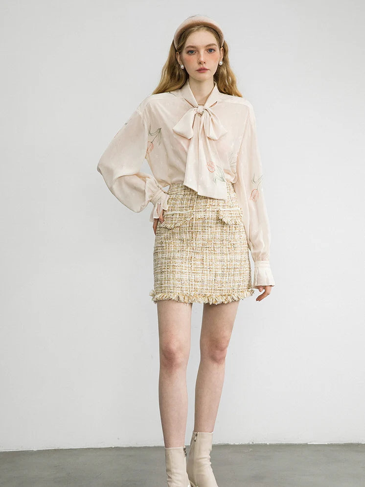 Romantic Tulip Bow-Tie Blouse