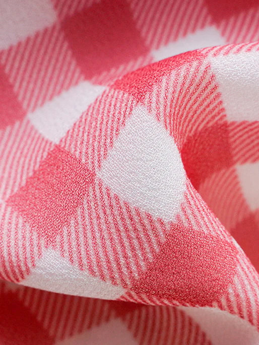 Red Gingham Off-Shoulder Frill Dress