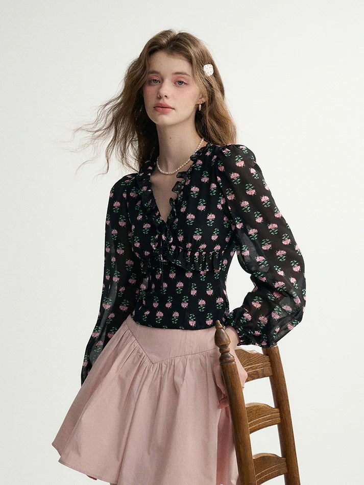 Midnight Rose Vintage Blouse