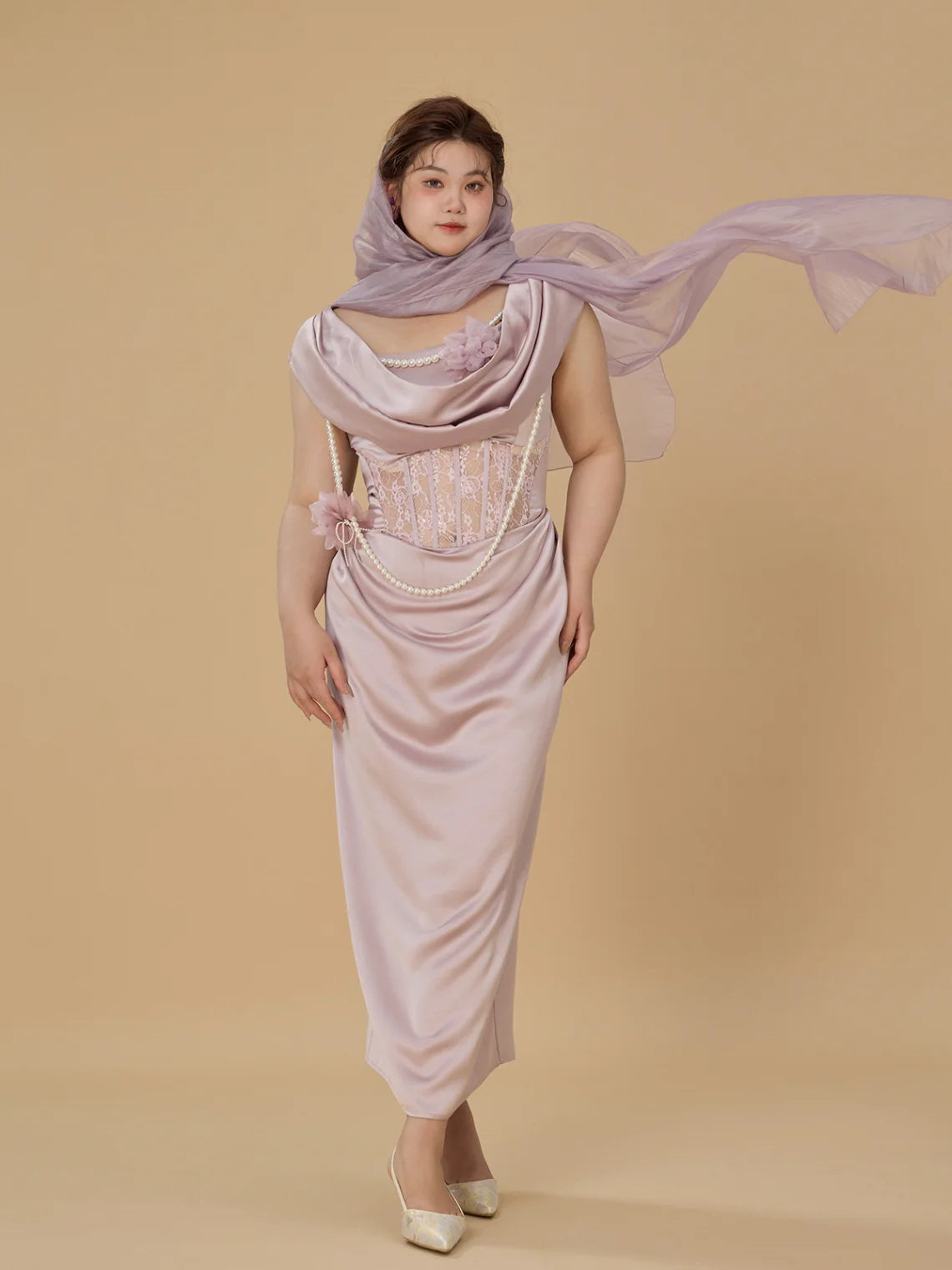 Blush Pearl Drape Gown