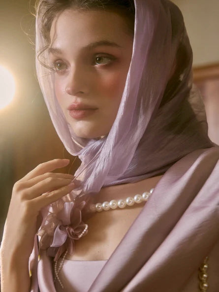 Fairytale Pearl Blossom Satin Dress