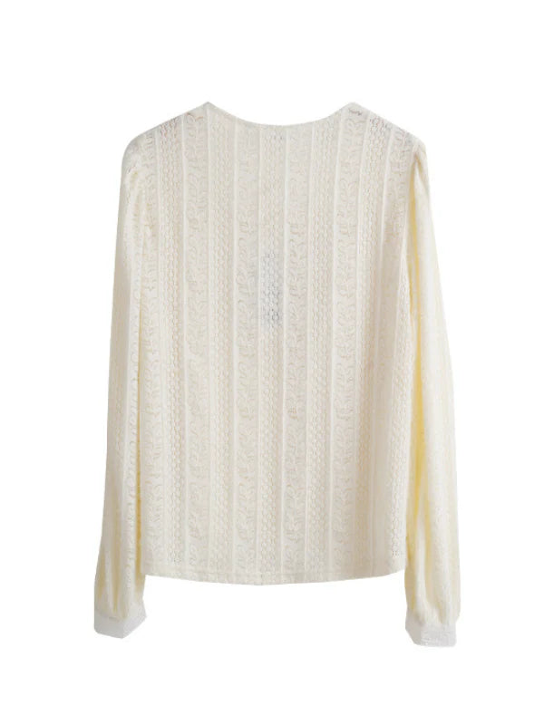 Romantic Pearl Button Knit Blouse