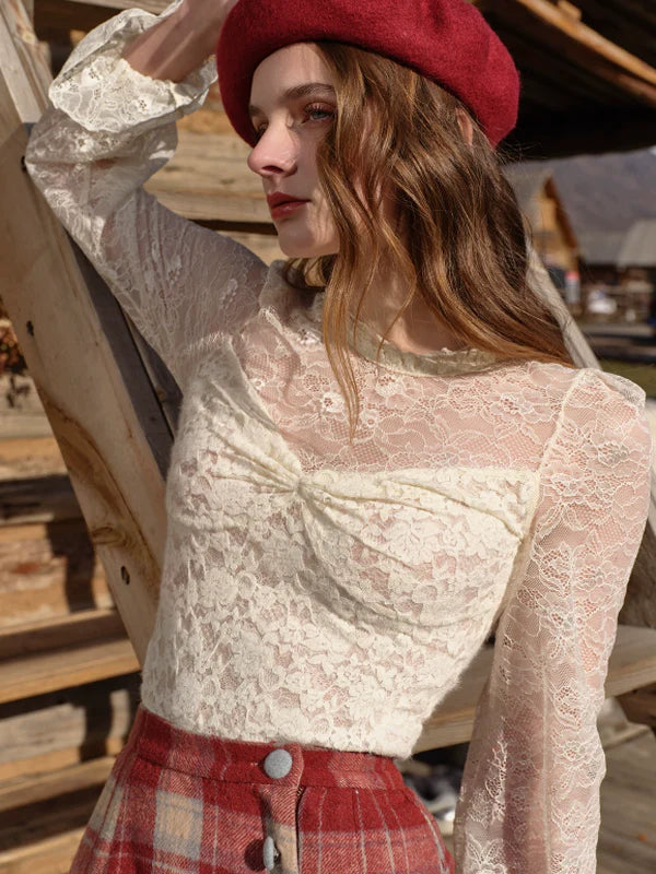 Vintage Floral Lace Long Blouse