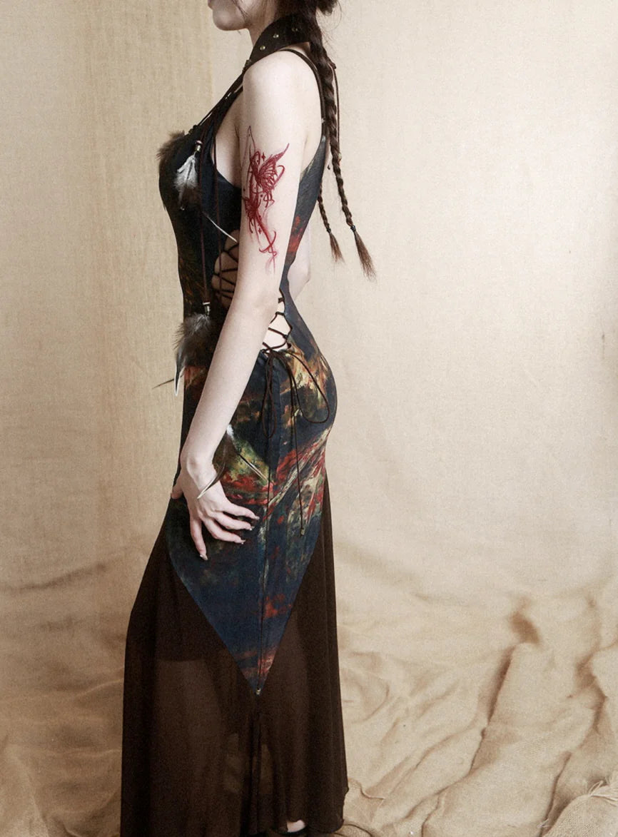 Vintage Glam Bronze Print Dress