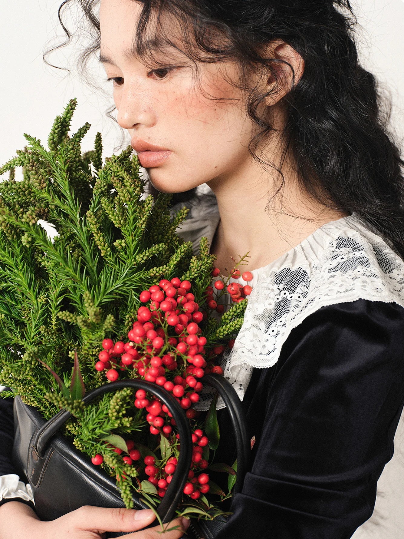 Vintage Velvet Lace Collar Dress