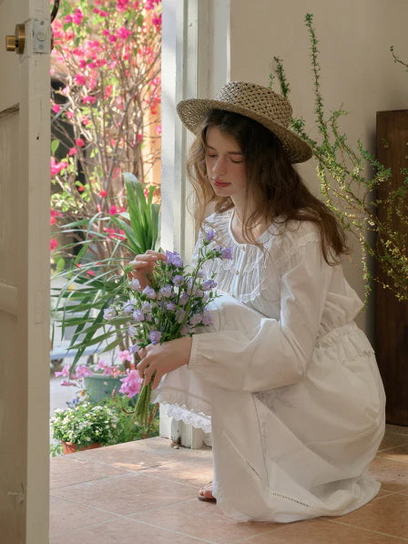 Cotton Vintage Embroidery Blouse & Skirt