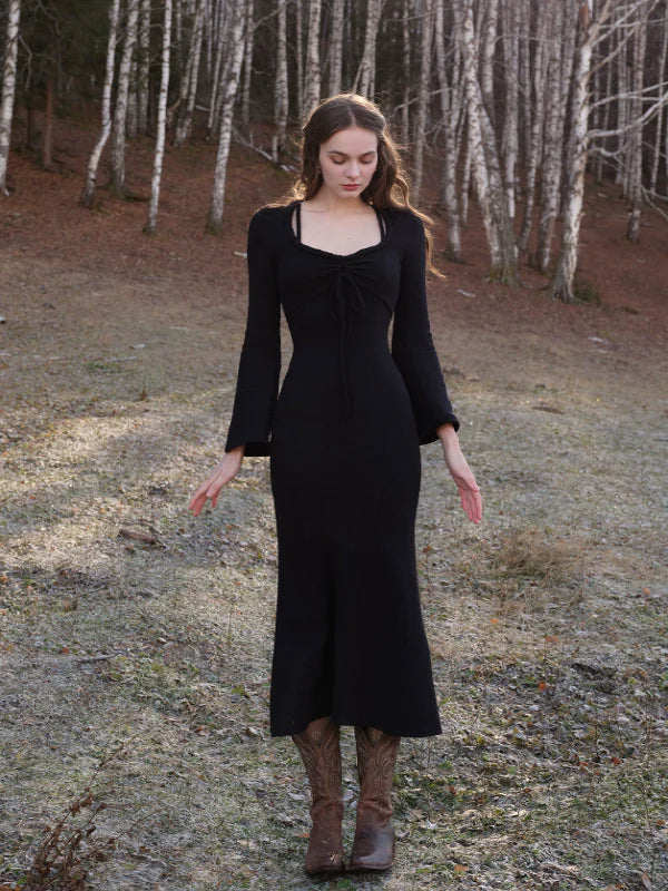 Classic Grace Black Cable Knit Dress