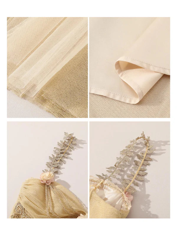 Golden Blossom Corset Dress