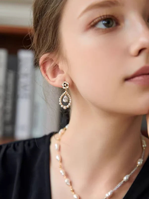 Camellia Rice Pearl Earrings