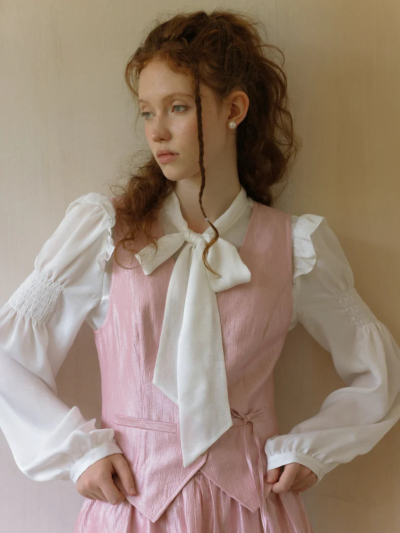 Elegant Ivory Bow Tie Blouse