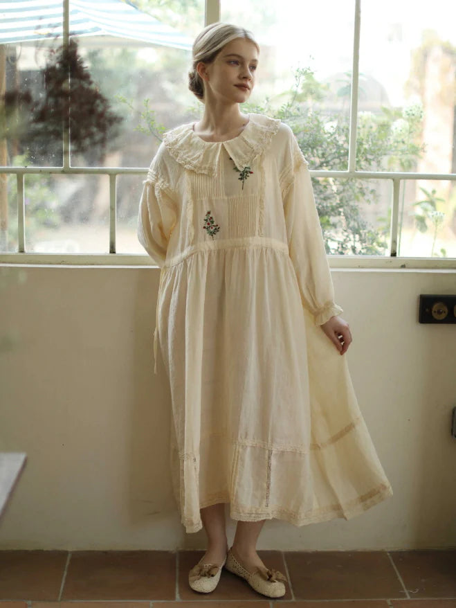 Mori Garden Embroidered Linen Dress