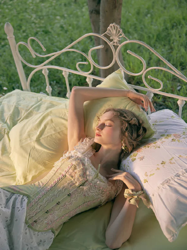 Lime Ribbon Fantasy White Dress