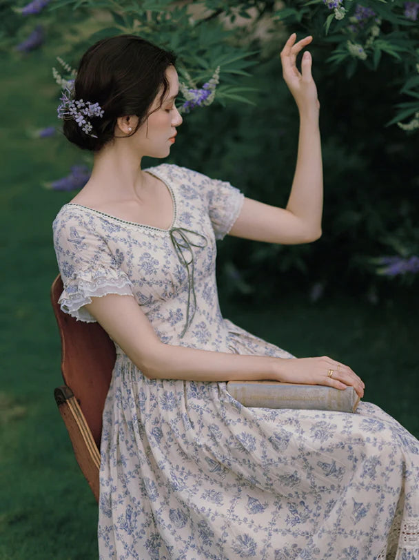 Blue Garden Vintage Lace Dress