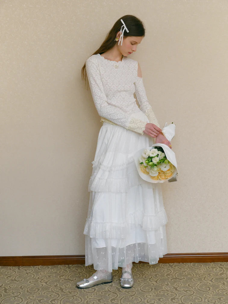 Ethereal Layered White Tulle Skirt