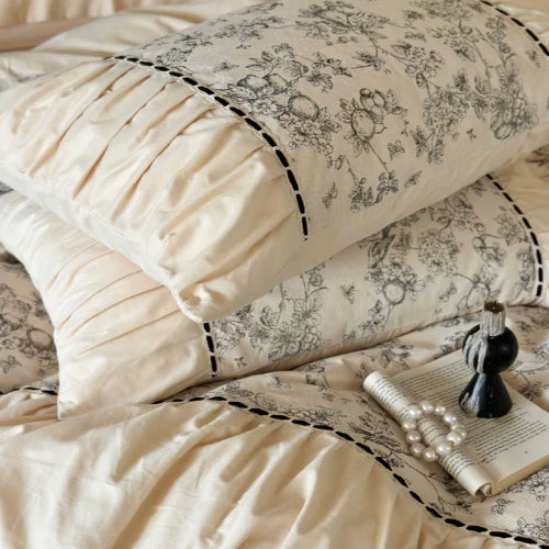 French Vintage Floral Cream Bedding Set