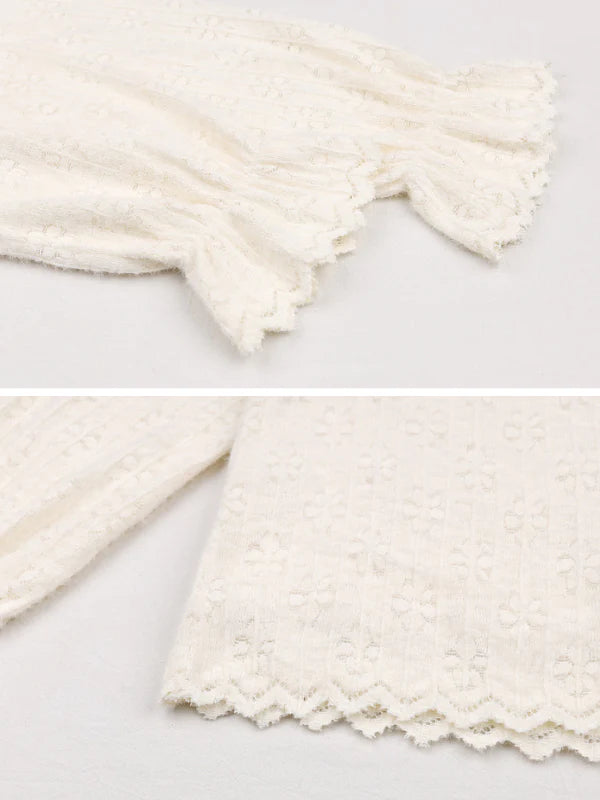 Ribbon Tie Lace Ruffle Blouse