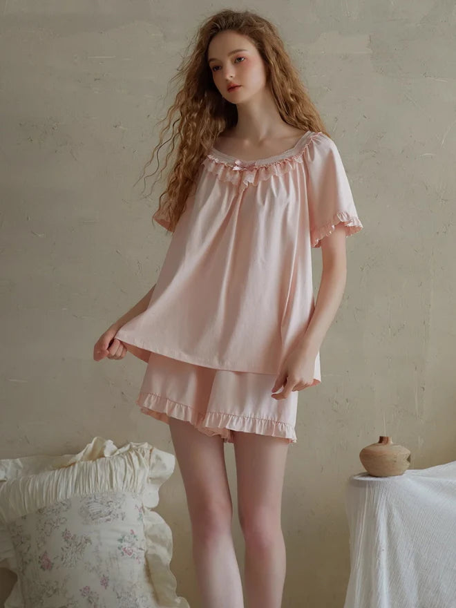 Soft Ruffle Cotton Pajama Set