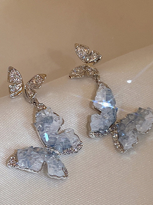 Summer Blue Crystal Butterfly Earrings