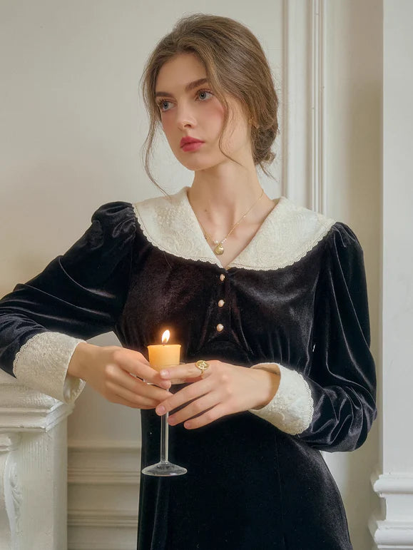 Velvet Victorian Black Elegance Dress