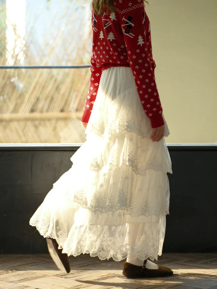 Enchanted Lace Tiered Maxi Skirt