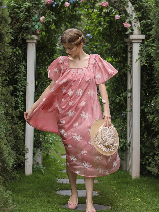 Clara's Retro Pink Elegance Dress