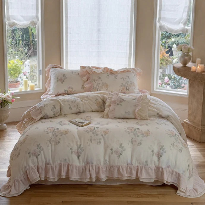 Blush Rose Vintage Floral Bedding Set