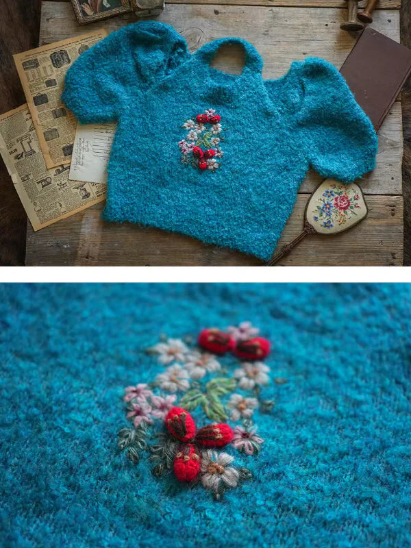 Hand-Embroidered Knit Top