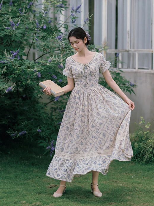 Blue Garden Vintage Lace Dress